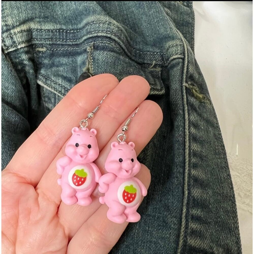 Care Bears Inspired earrings Pink earrings bear rainbow bear Pink Strawberry New
